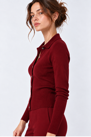 Viscose Blend Long Sleeve Shirt with Ribbed Details