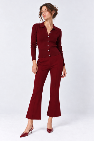 Viscose Blend Long Sleeve Shirt with Ribbed Details