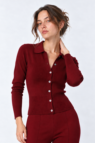 Viscose Blend Long Sleeve Shirt with Ribbed Details