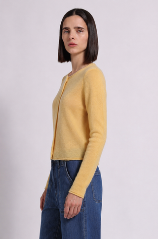 Sheer Luxury Cashmere Cardigan with Rolled Trims