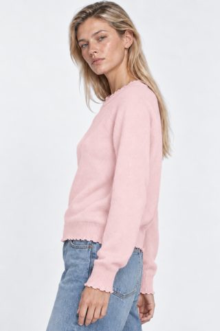Cotton Cashmere Frayed Edge Crew
