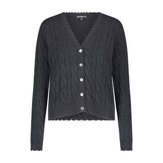 Cotton Frayed Cable Cardigan