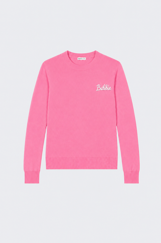 Cotton Cashmere "Bubbie" Embroidery Crew Neck