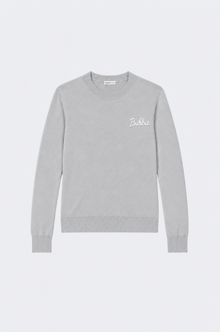 Cotton Cashmere "Bubbie" Embroidery Crew Neck