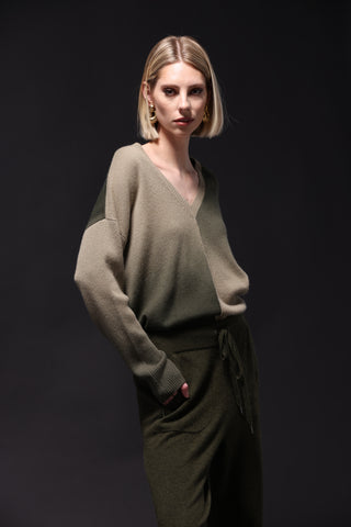 Cashmere Dip Dye V Nk Pullover