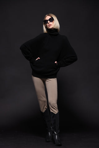 Cashmere Oversized Turtleneck with Front Pocket