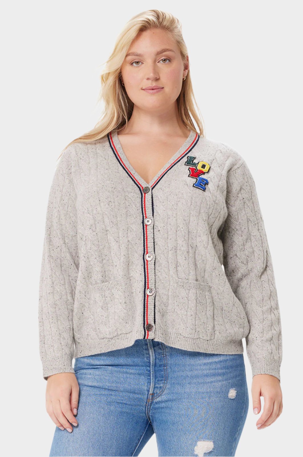 Plus Size Cashmere Love Cable Cardigan