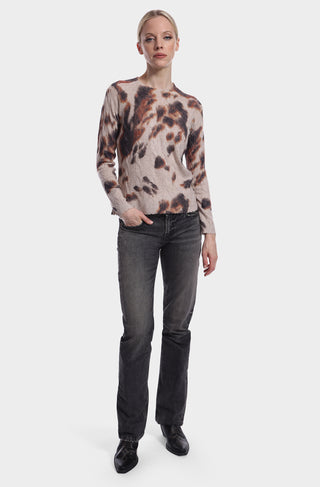 Cashmere Printed Cable Crew Neck