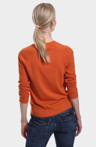 Cotton Cashmere Frayed Edge Crew