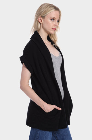 Cotton Cashmere Shaker Shawl Collar Belted Cardigan