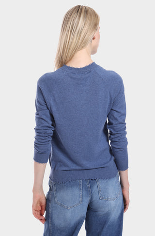 Cotton Cashmere Frayed Edge Crew