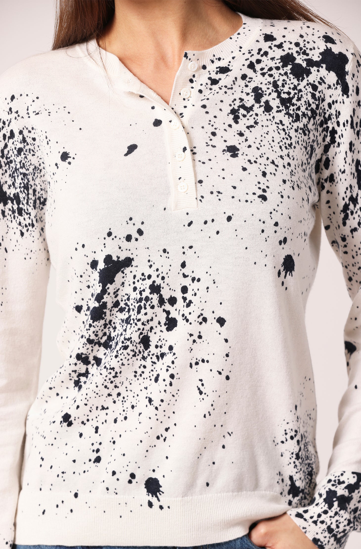 Supima Cotton Cashmere Paint Splatter Henley – Minnie Rose