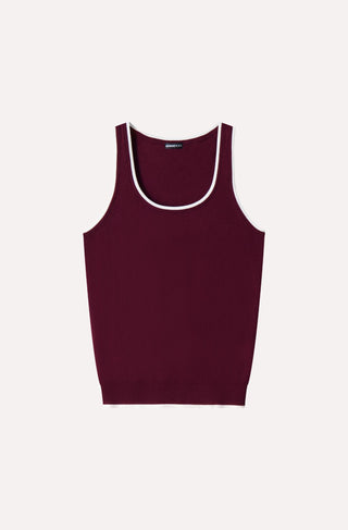 Supima Cotton Cashmere Scoop Nk Tank with Tipping