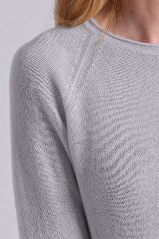 Sheer Luxury Cashmere Raglan Crew with Rolled Trims