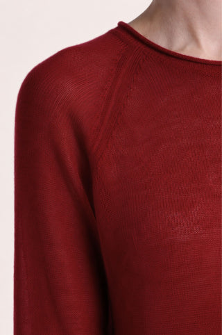 Sheer Luxury Cashmere Raglan Crew with Rolled Trims