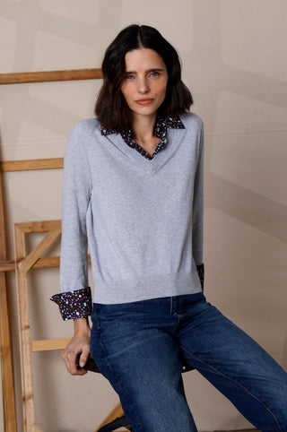 Polo With Floral Woven Collar