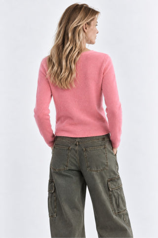 Sheer Luxury Cashmere Cardigan with Rolled Trims