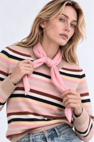 Cashmere Neckerchief Scarf with Eyelash Fringe