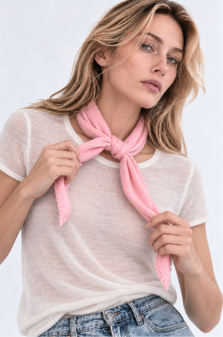 Cashmere Neckerchief Scarf with Eyelash Fringe