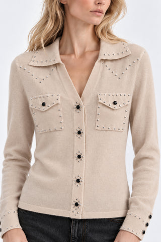 Cotton Cashmere Hot Fix Button Down Shirt