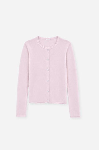 Sheer Luxury Cashmere Cardigan with Rolled Trims