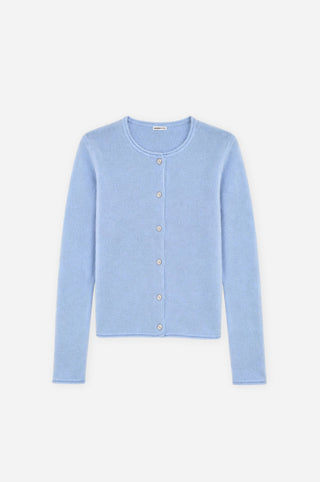 Sheer Luxury Cashmere Cardigan with Rolled Trims