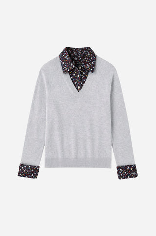 Polo With Floral Woven Collar