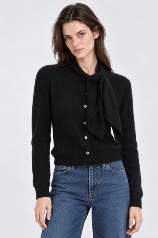 Cashmere Pointelle Tie Up Cardigan