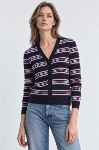 Striped V Neck Cardigan