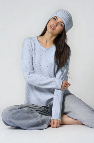 Cotton Cashmere Boxy Rhinestone Crew