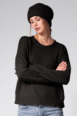 Cotton Cashmere Boxy Rhinestone Crew