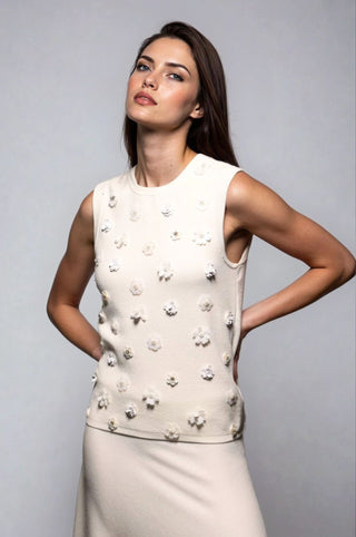 Viscose Shell With Floral Sequin Applique