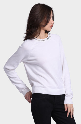 Cotton Cashmere Raglan Crew Jewel Neck