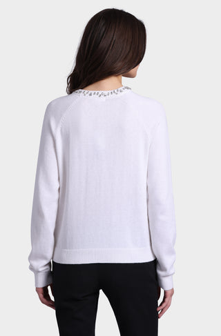 Cotton Cashmere Raglan Crew Jewel Neck