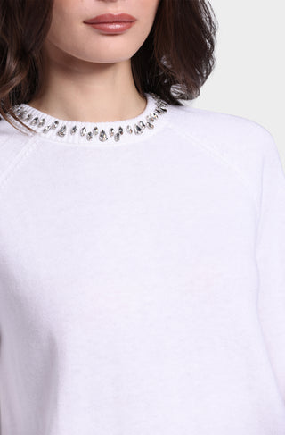 Cotton Cashmere Raglan Crew Jewel Neck