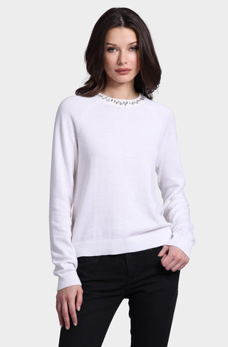 Cotton Cashmere Raglan Crew Jewel Neck