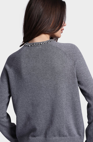 Cotton Cashmere Raglan Crew Jewel Neck