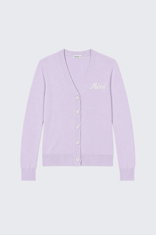 Cotton Cashmere "Mimi" Embroidered V Neck Cardigan
