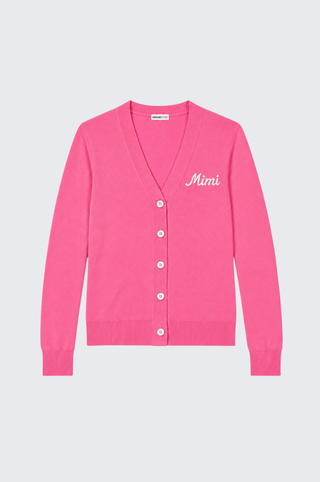 Cotton Cashmere "Mimi" Embroidered V Neck Cardigan