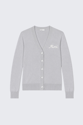 Cotton Cashmere "Mimi" Embroidered V Neck Cardigan