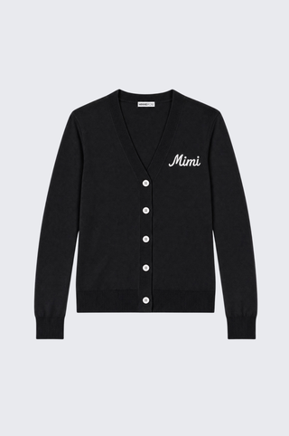 Cotton Cashmere "Mimi" Embroidered V Neck Cardigan