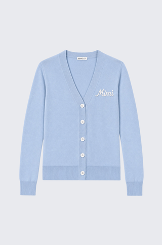 Cotton Cashmere "Mimi" Embroidered V Neck Cardigan