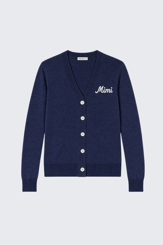 Cotton Cashmere "Mimi" Embroidered V Neck Cardigan