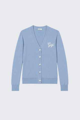 Cotton Cashmere "Gigi" Embroidery V Neck Cardigan