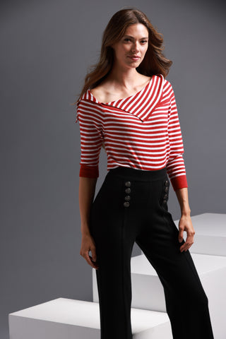 Supima Cotton Cashmere Stripe Off-The-Shoulder Top