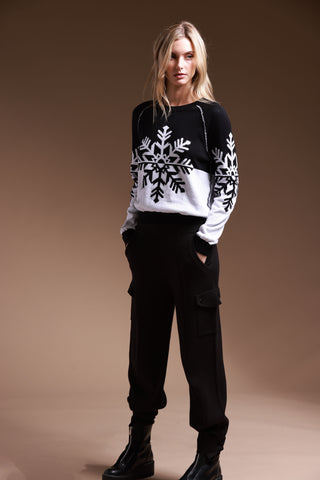 Cotton Cashmere Snowflake Reversible Pullover