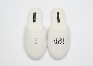 Cashmere "I Do" Slippers- White
