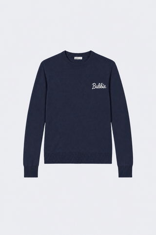 Cotton Cashmere "Bubbie" Embroidery Crew Neck