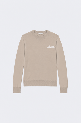 Cotton Cashmere "Nonna" Embroidery Crew
