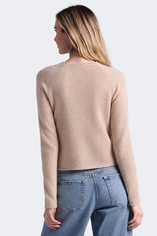 Sheer Luxury Cashmere Raglan Crew with Rolled Trims